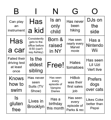 Tester Cards Bingo Card