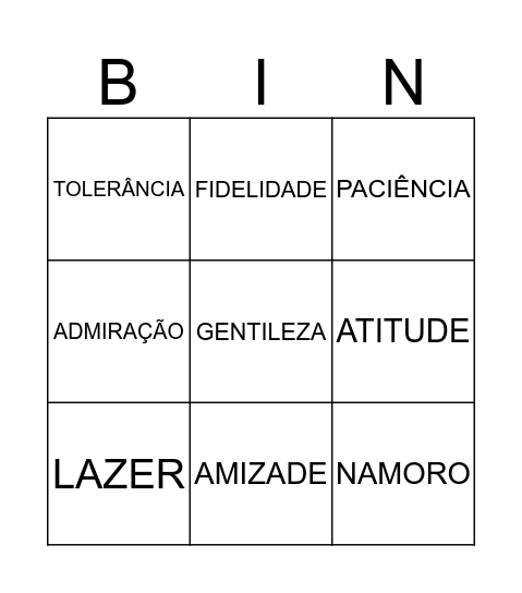 BINGO DO AMOR Bingo Card