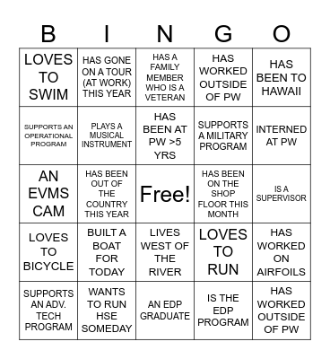 FIND SOMEONE WHO.... Bingo Card