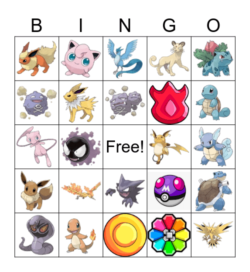 Pokemon Bingo Card