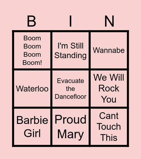 Musical Bingo Card