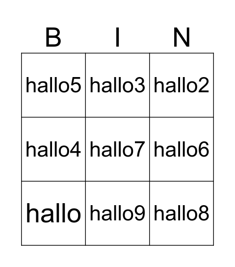 Entbannung Bingo Card