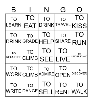Spanish 1 Review of Vocab Bingo Card