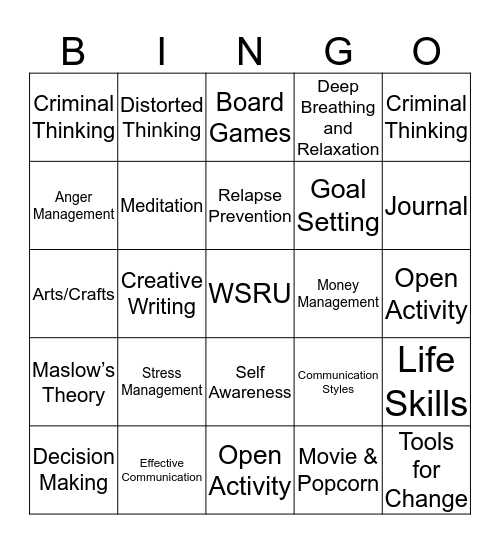 WSRU Bingo Card