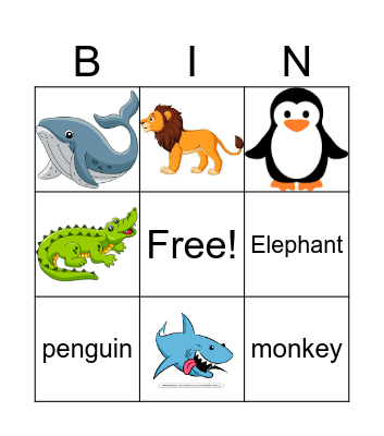 Wild animals! Bingo Card