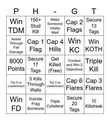 PF Bingo Card