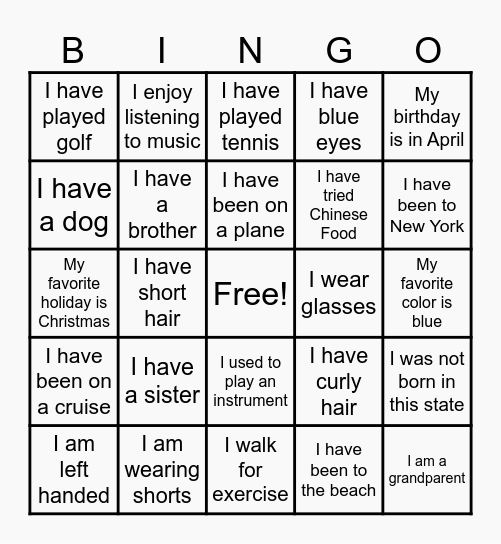 BRAIN GAMES Bingo Card