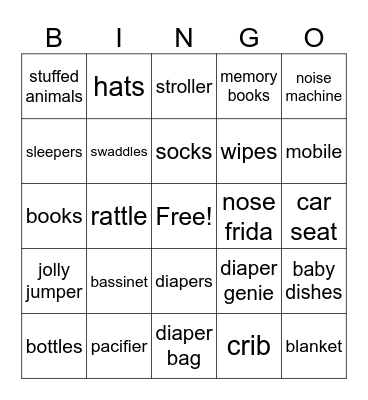 baby shower Bingo Card