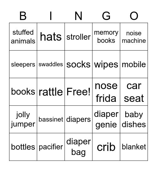 baby shower Bingo Card