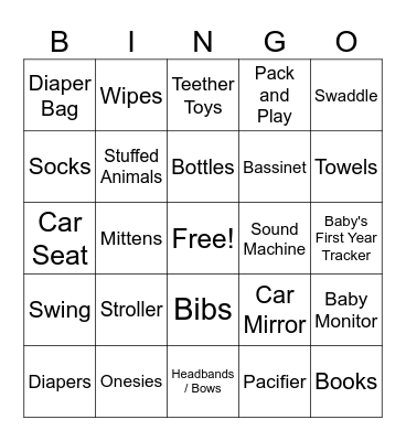 Mavrck / Later Baby Shower Bingo Card