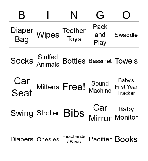 Mavrck / Later Baby Shower Bingo Card