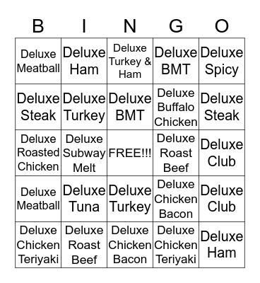 Deluxe Bingo Card