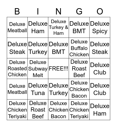 Deluxe Bingo Card