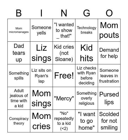 Lake House Bingo Card