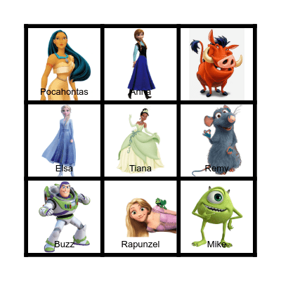 Disney Bingo Card