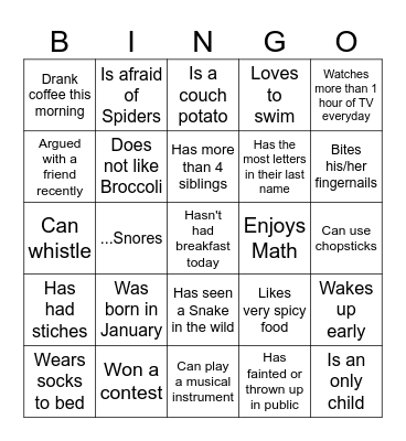 Find Someone Who Bingo Card