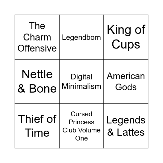 TBR Bingo August September 2023 Bingo Card