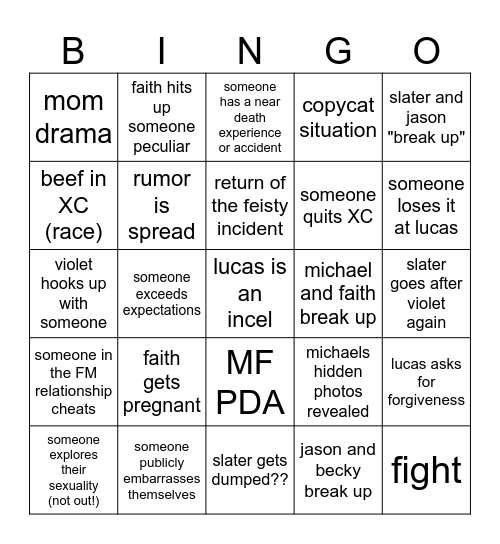 euphoria season 3 Bingo Card