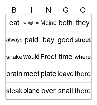 Jake and Gail Go to Spain Bingo Card