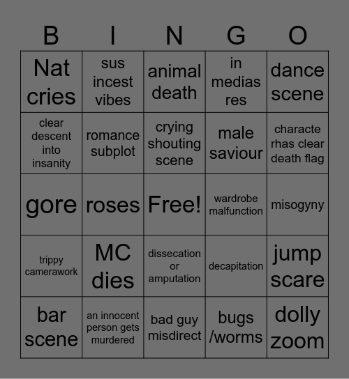 PEARL (2022) BINGO CARD Bingo Card