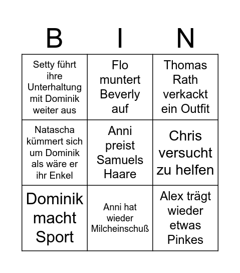 BatN Folge 5 Reaction Bingo Card
