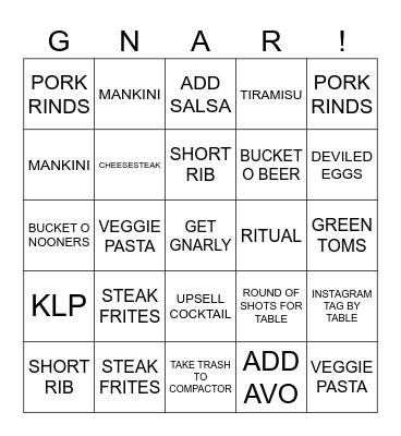 NATIONAL GET GNARLY DAY Bingo Card