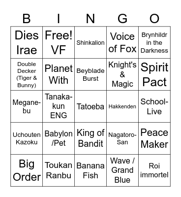 Anime Bingo 2023 - Why Not ?! Bingo Card