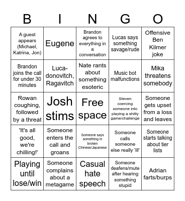 Hotline Bingo Card