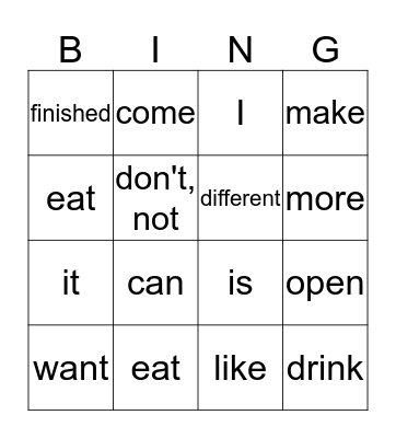 High Frequency Wordo Bingo Card