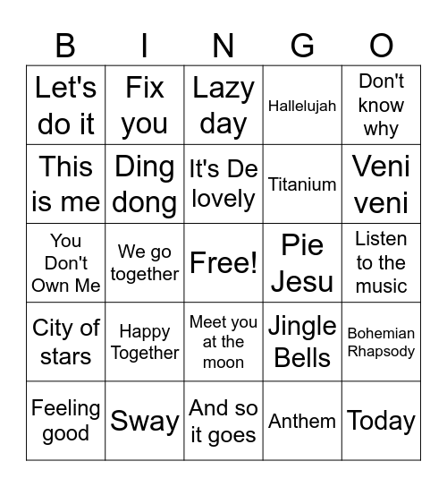 FR Bingo Card