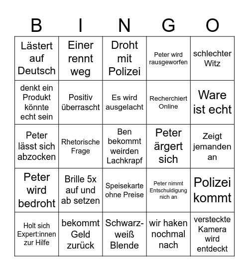 Schwanzkopf Bingo Card