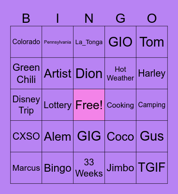 Team Tripplett Bingo Card