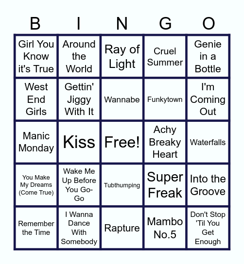 MUSIC BINGO at the Ann Arbor Eagles! Bingo Card
