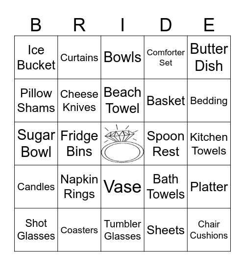 Kathryn's Bridal Shower Bingo Card