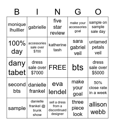 august bridal bingo Card