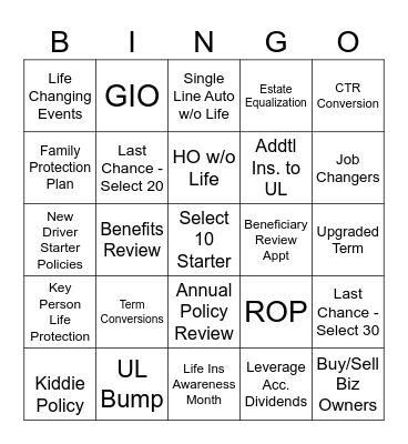 Life Bingo! Bingo Card
