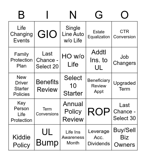 Life Bingo! Bingo Card
