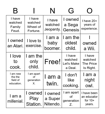 LPCA Game On! Bingo Card