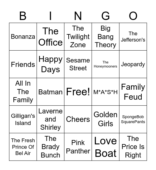 TV Bingo Card