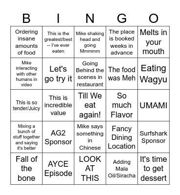 Mike Chen Bingo Card