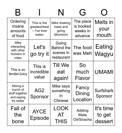 Mike Chen Bingo Card
