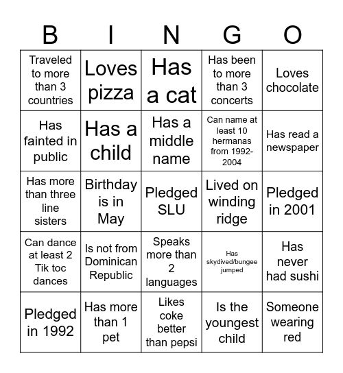 Find someone who … Bingo Card