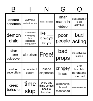 dhar mann bingo 2023 Bingo Card