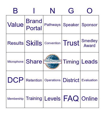 Toastmasters Resources Bingo Card