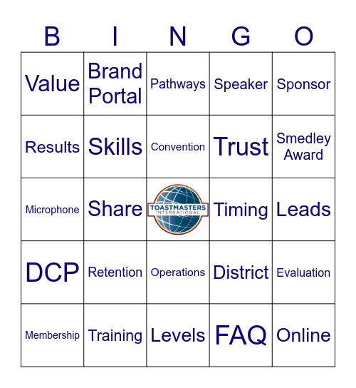 Toastmasters Resources Bingo Card