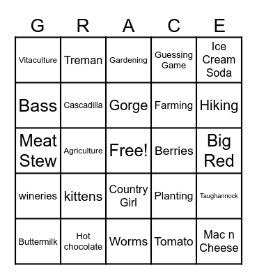 Dennis & Grace Bingo Card