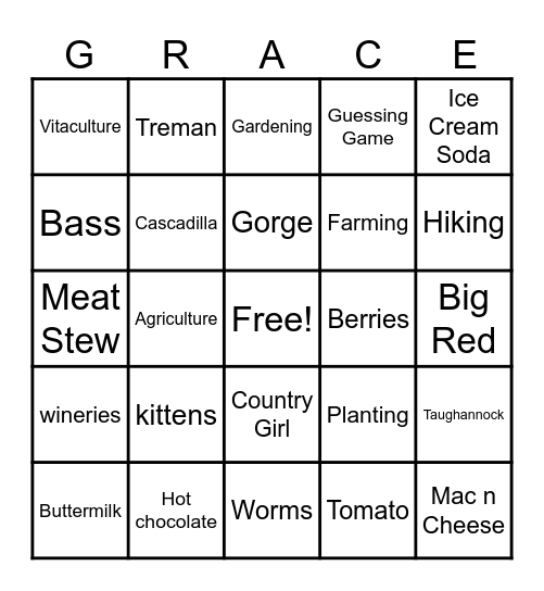 Dennis & Grace Bingo Card