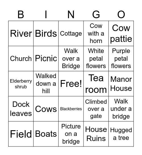 Camping Adventure Bingo Card