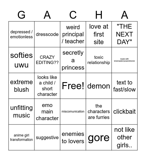 GACHA LIFE BINGO Card