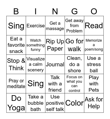Coping Cards Bingo Card